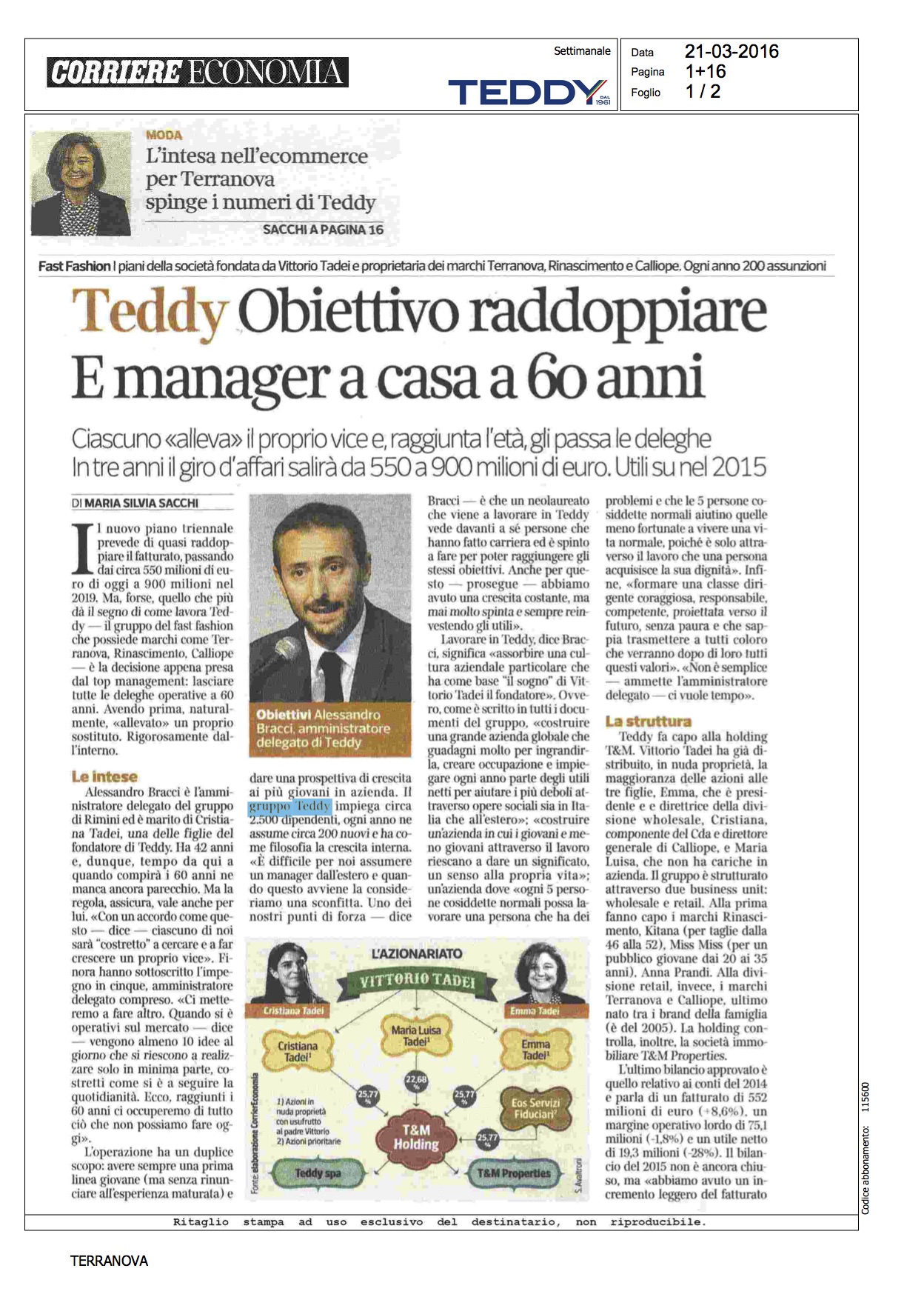 Teddy Corriere Economia