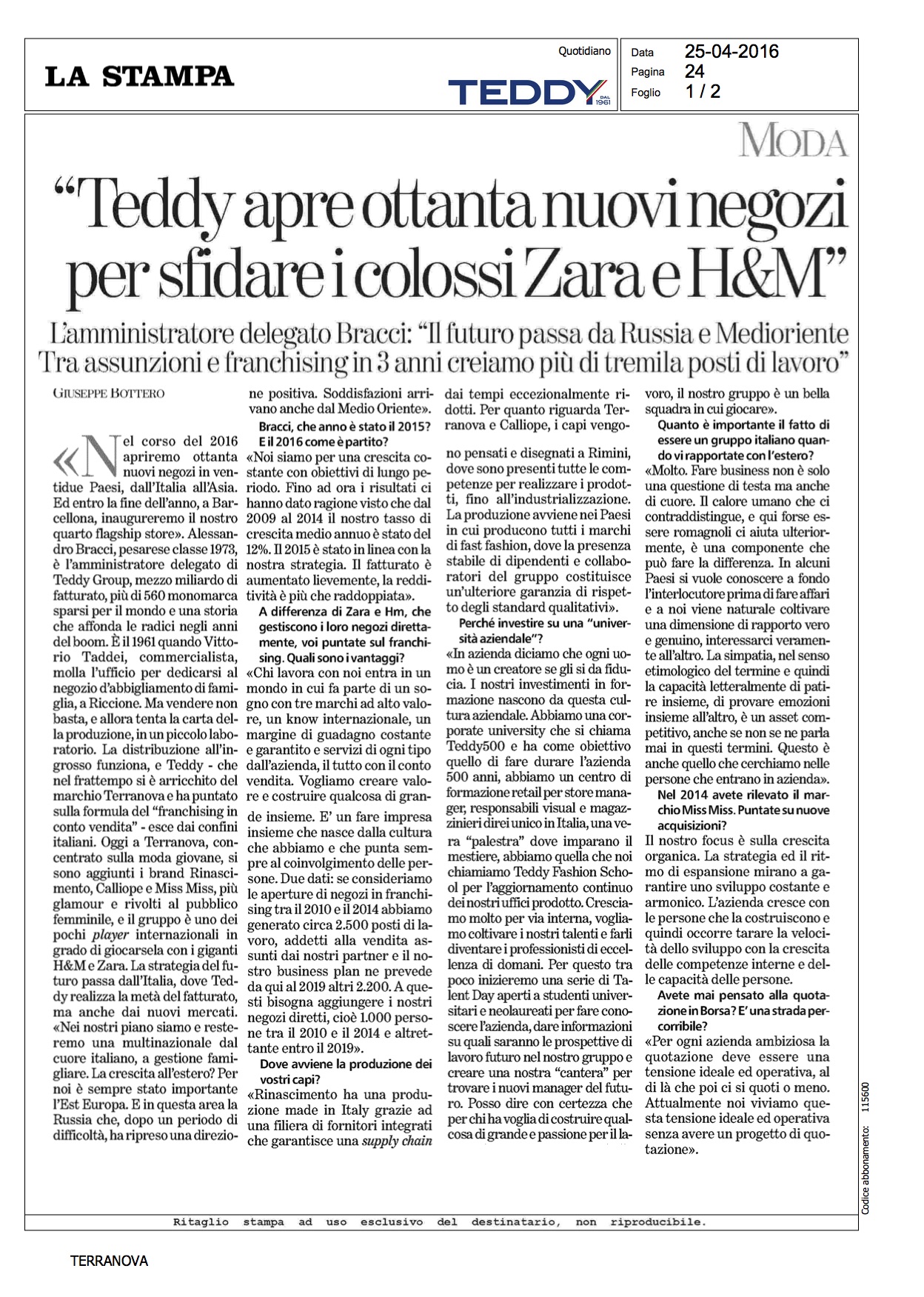 La Stampa - Teddy