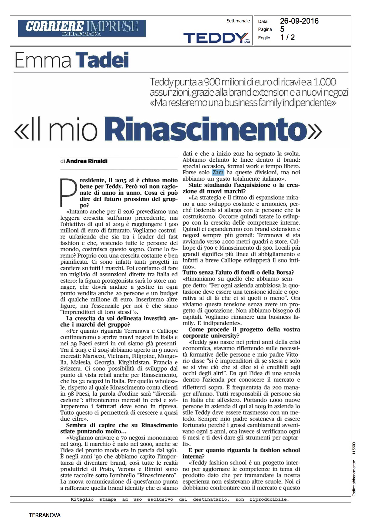 Teddy - Corriere Imprese